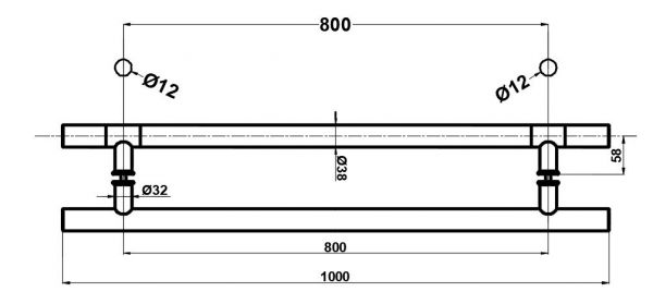 HDL633/Kancelářské madlo/1000-800-32/nerez mat