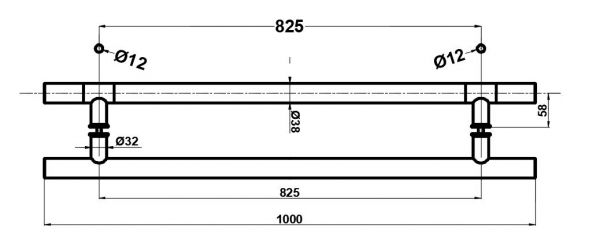 HDL633/Kancelářské madlo/1000-825-32/zlato