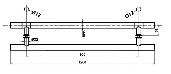 HDL633/Kancelářské madlo/1200-900-32/nerez mat