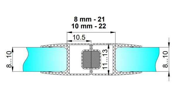 PS40M/10mm-2,5m/bílý magnet/průhledný silikon