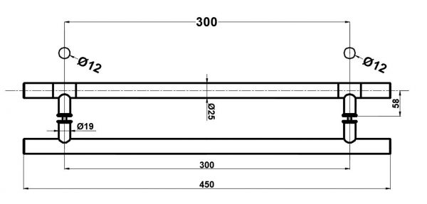 HDL633/Kancelářské madlo/450-300-25/nerez mat