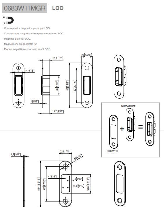 683W11MGR/protikus pro magnetický zámek/nerez mat