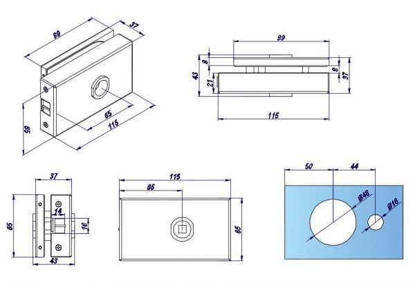 LK855SC-BA-DNW / magnetický zámek s protikusem / elox