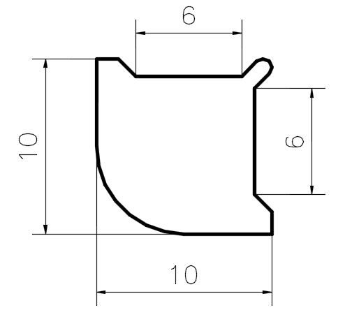 PS108/10mm/Rohové polykarbonátové těsnění