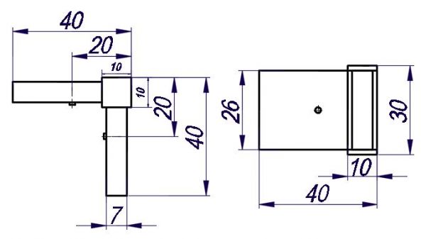 TT93Q20/CP. Držák trubky 30×10 pod 90°/lesk