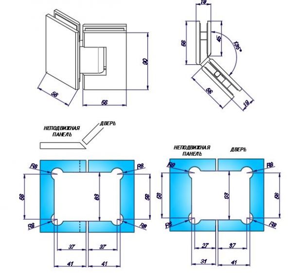 SH135B/Pant sklo-sklo 135° s aretací/nerez mat