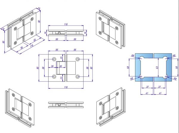 SH180B/Pant sklo-sklo 180° s aretací/zlato