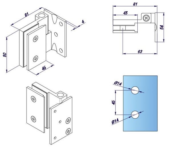 Z395211/Pant stěna–sklo bez aretace/lesk